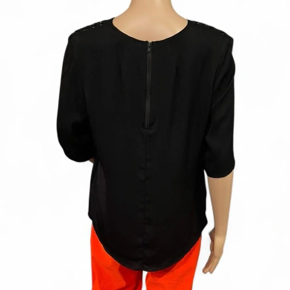 Milly NYC SILK Rhinestone Embellished Round Neck Layered Top Size 8 Blouse - Picture 4 of 8